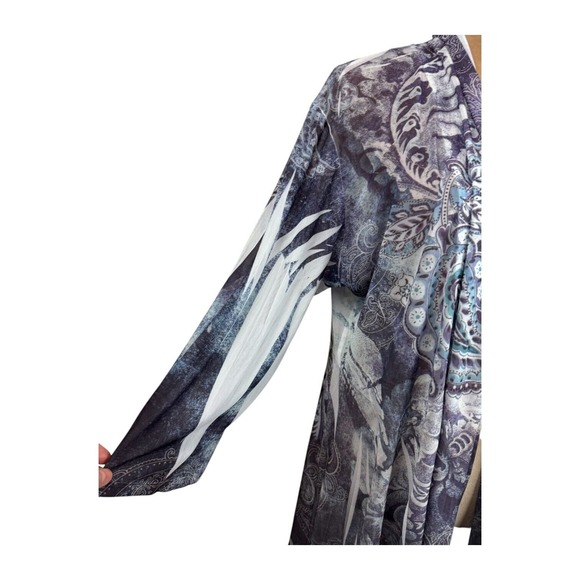 Jess & Jane Open Front Lightweight Cardigan Sweater Top Semi Sheer Paisley 2X - Picture 4 of 12
